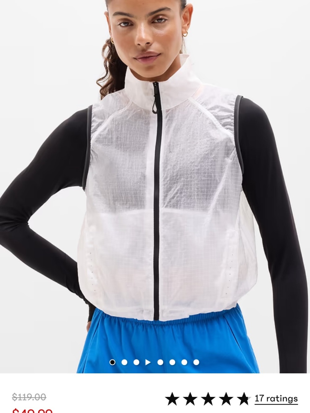 Athleta White Lightweight Wind Vest